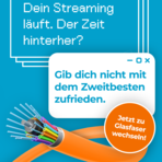 Glasfaserkabel mit Schrift Werbung Ausbau