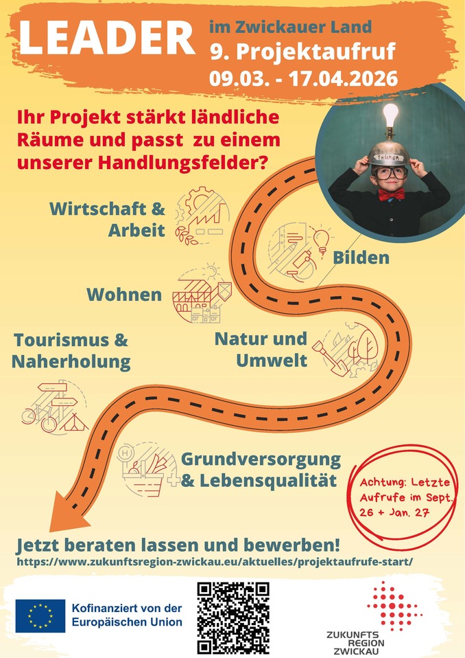 Plakat mit dem Projektaufruf und Inhalten der F&ouml;rderung
