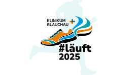 Pictogramm mit Läufer und Text Klinikum Glauchau läuft 2025