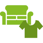 Icon eines hellgrünen Sofa sowie eines dunkelgrünen Shirts
