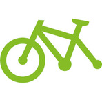 grünes Icon eines kaputten Fahrrads