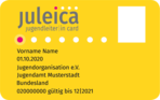 Musterkarte für Jugendleiterin/Jugendleiter in gelb mit Infos